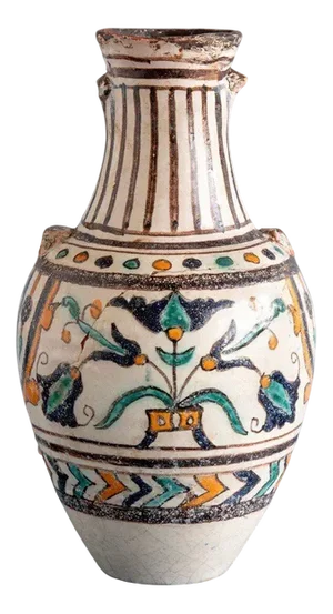 Tunisian Pottery Qallalin Vase, 18th Century
