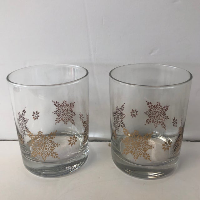 Culver Ltd. Culver Gold Snowflake Glasses - Set of 4 For Sale - Image 4 of 6