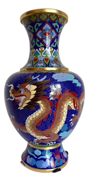 Mid-20th Century Chinese Cloisonné Dragon & Phoenix Vase