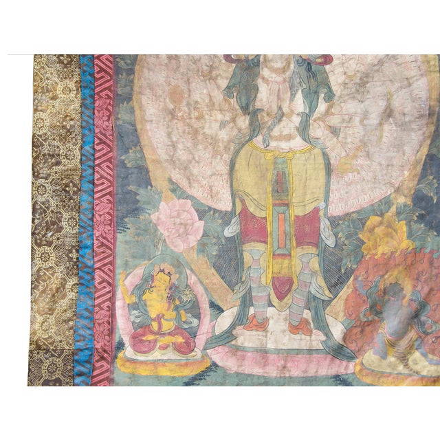 Textile Late 19th Century Tibetan Thangka Depicting Sitatapattra For Sale - Image 7 of 10