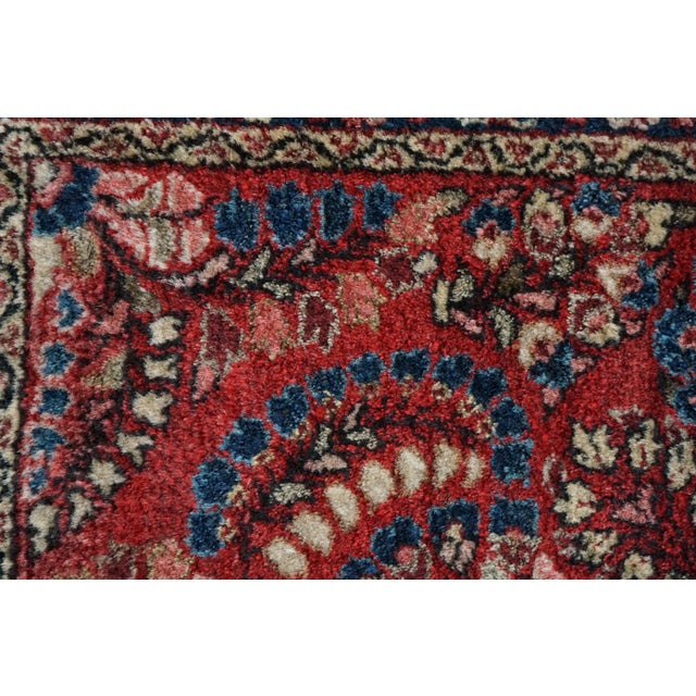 Red Vintage Hand-Knotted Oriental Wool Scatter Rug Mat Red Indigo Vase 2x3' For Sale - Image 8 of 10