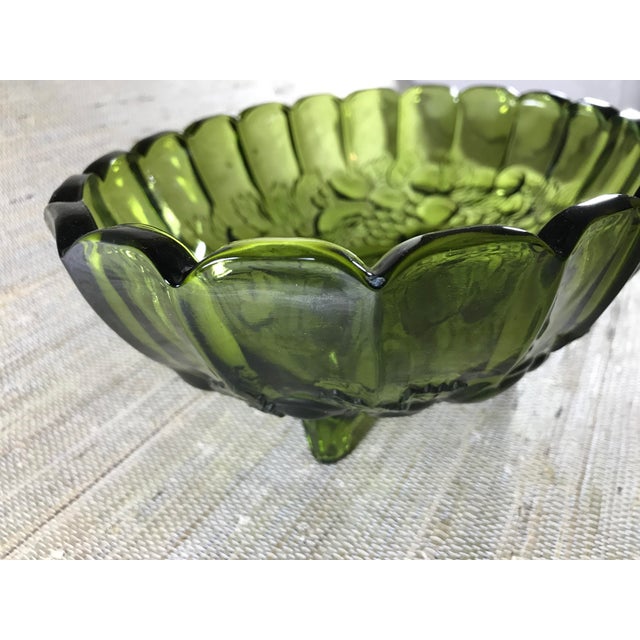 1960's Oval Green Glass Footed Fruit Bowl Vintage Chairish