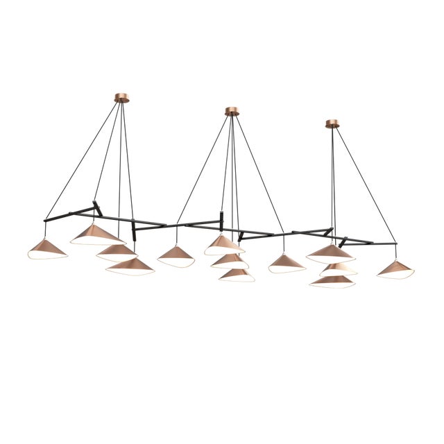 Wood Emily Group of Thirteen Pendant Light in Copper Semi-Matte by Daniel Becker for Moss Objects For Sale - Image 7 of 7