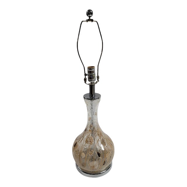 Coastal Table Lamp With Seashell-Infused Glass For Sale