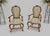 Rococo Carved Striped Upholstery Tall Backs Carved Walnut Scallop Design Decorated - A Pair For Sale - Image 3 of 12