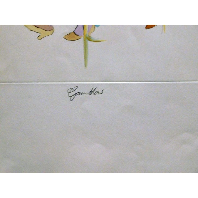 William Papas "Gamblers" Hand Signed Hand Colored Etching on Paper 29/100 For Sale - Image 4 of 6