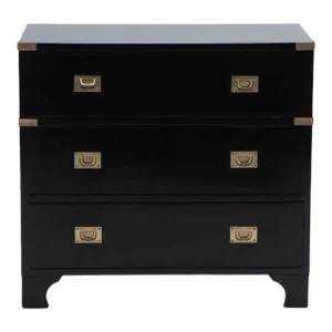 An Ebonized Mahogany Brass Mounted Campaign Style Chest . Circa 1940