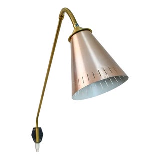 Scandinavian Metal Wall Light, 1950s For Sale