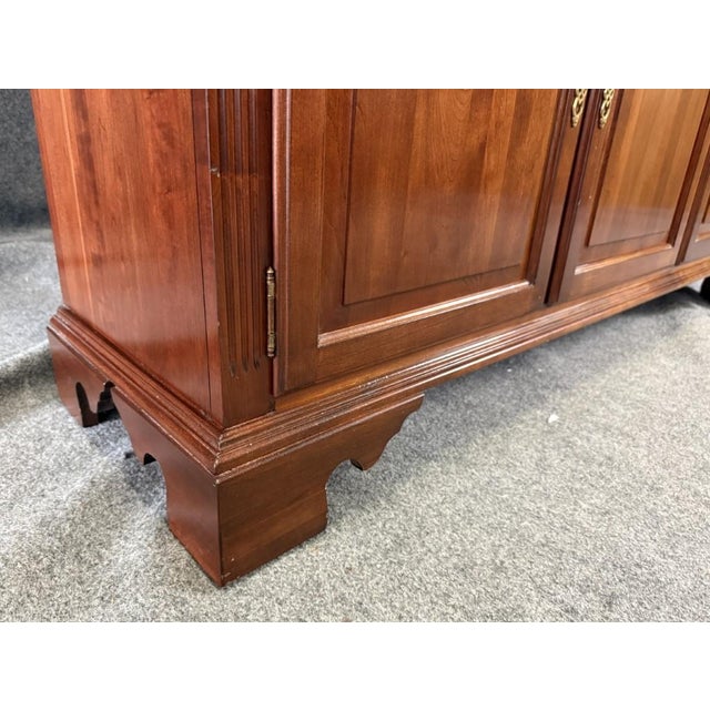 Vintage Ethan Allen Georgian Court Solid Cherry China Cabinet or Buffet For Sale - Image 9 of 18
