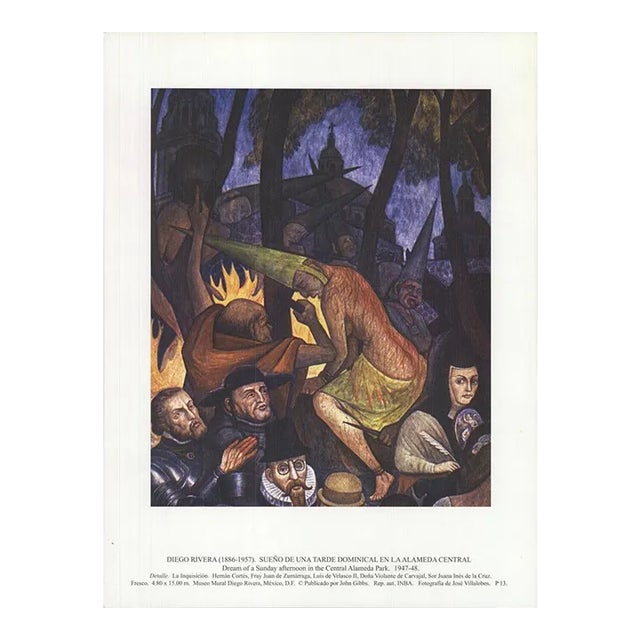 Diego Rivera 'Dream of a Sunday Afternoon in Central Alameda Park.' Modernism Purple,Brown,Green USA Offset Lithograph For Sale