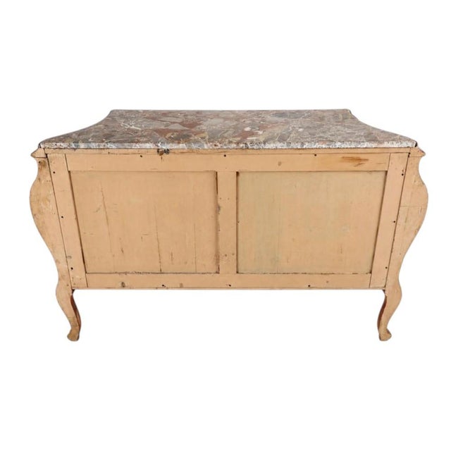 Shaped Red-Painted Commode with Marble Top For Sale - Image 5 of 7