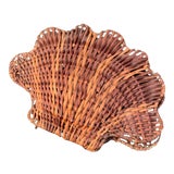 Image of Vintage Rattan Clam Shell Hinged Container For Sale
