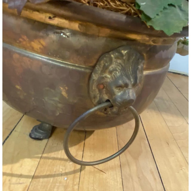 Metal Vintage Cachepot Planter by Jsf Imports With Faux Bouquet For Sale - Image 7 of 13