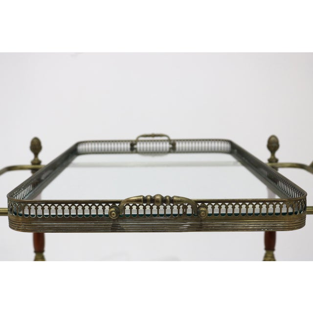 Neoclassical Brass Bar Cart with Pinecone Finials from Maison Baguès, France, 1940s For Sale - Image 9 of 18