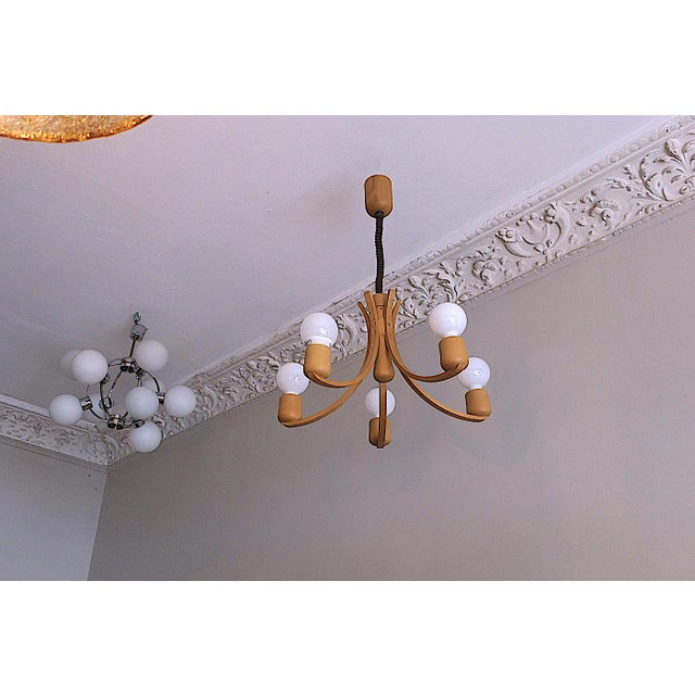 Mid-Century Modern Danish Variable Height Chandelier with Five-Arms, 1970s For Sale - Image 3 of 7