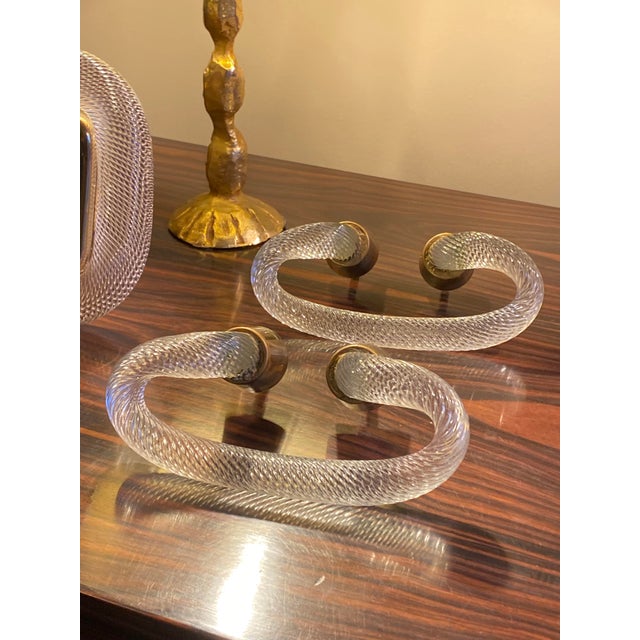 Torchon Murano Glass Handles or Wall Brackets from Venini, Italy, 1950, Set of 2 For Sale - Image 11 of 12
