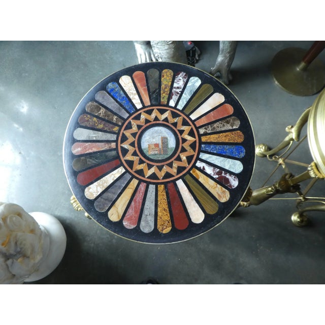 Metal 19th Century Italian Pietra Dura Topped Bronze Gueridon Tables - a Pair For Sale - Image 7 of 13