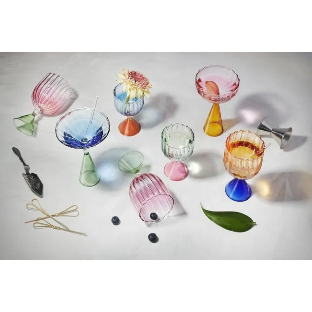 Calypso Wine Glass in Pink-Green by Serena Confalonieri, Set of 6, in New conditions. Designed from 2000