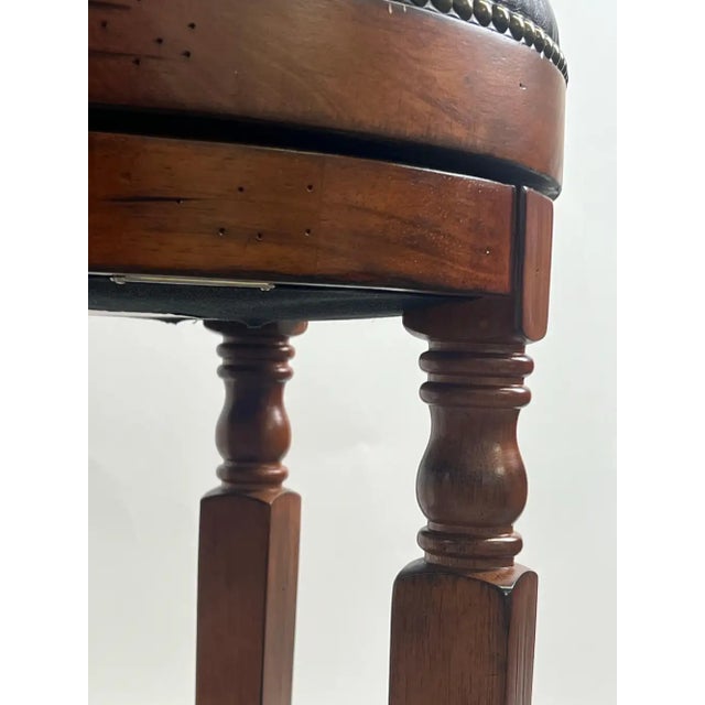Vintage Traditional Style Frontgate Studded Leather Swivel Stool, a Set of 3 For Sale - Image 9 of 16
