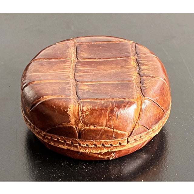 Vintage C.1910's Silver Plate Collapsible Shot Glass or Cup W/ Alligator Leather Case For Sale In Providence - Image 6 of 10