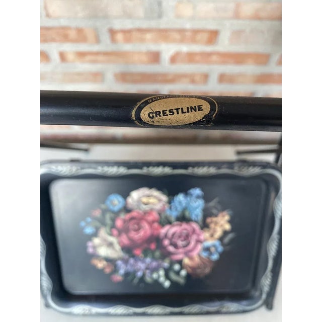 Mid-Century Black Metal Serving Trays on Folding Stand from CrestLine, 1960s, Set of 2 For Sale - Image 13 of 15