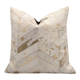 Canvello Genuine Cowhide Leather Decorative Throw Pillow With Feather Down Insert Included For Sale