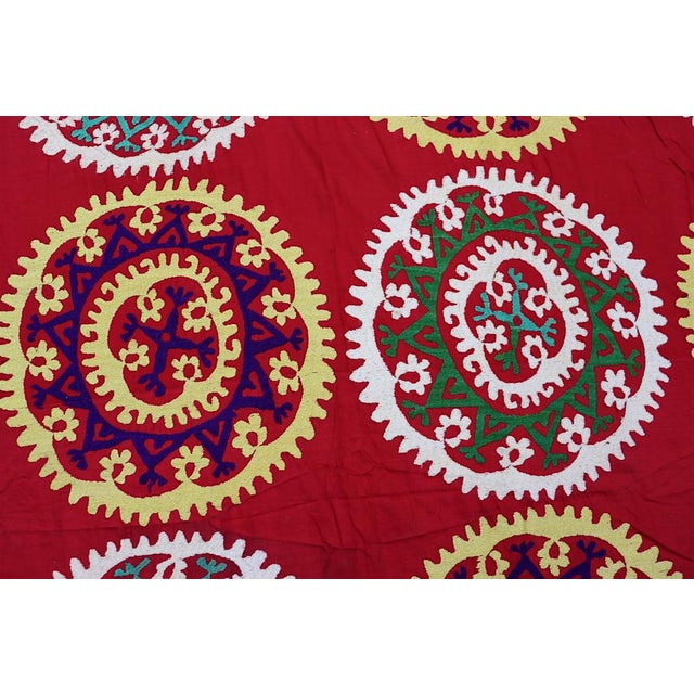 Vintage Hand-Embroidered Suzani Wall Hanging, 1920s For Sale - Image 15 of 18