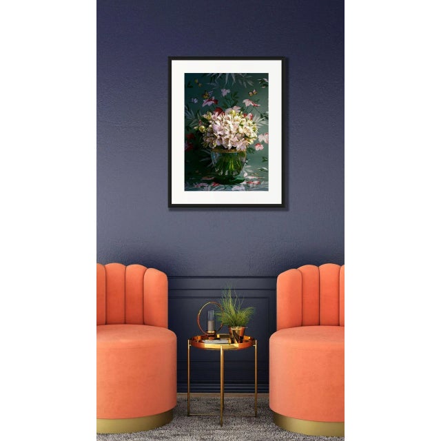 Contemporary "Vintage Lilies Green" Contemporary Still Life Rc Color Digital Photograph by Jean Karotkin, Unframed For Sale - Image 3 of 4