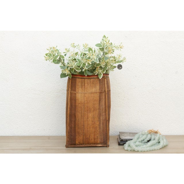Tall Handwoven Antique Rice Storage Basket For Sale - Image 9 of 9