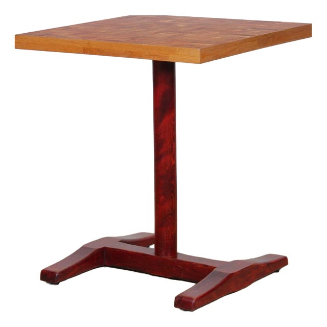 Standing Square Wooden Dining Table, 1980s For Sale