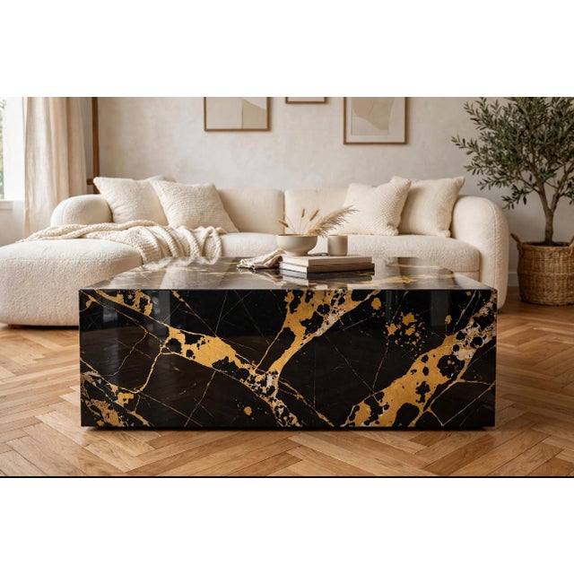 Marble Coffee Table in Nero Portoro Marble by Andrea Grasso For Sale - Image 4 of 7