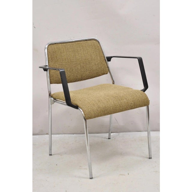 Vintage Sculpted Chrome Frame Post Mid Century Modern Office Arm Chair For Sale - Image 12 of 12