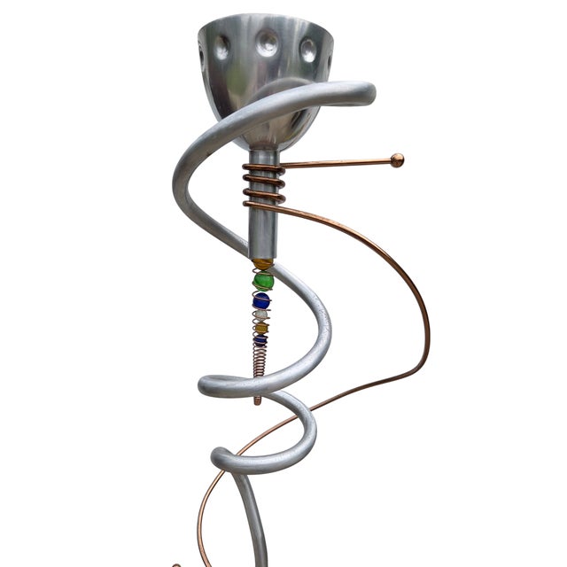 1990s Post-Modern Memphis Style Torchier Floor Lamp Sculptural Design Copper Aluminum For Sale - Image 18 of 18