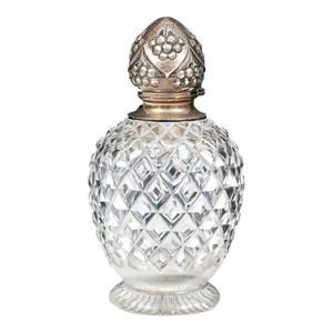 Victorian John Grinsell and Sons Sterling Silver Mounted Crystal Scent Bottle