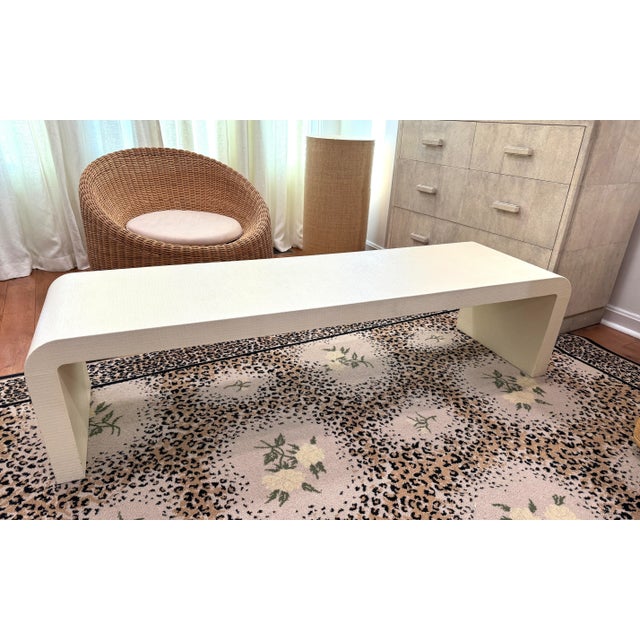 Mid-Century Modern Karl Springer Style Monumental Textured Waterfall Coffee Table For Sale - Image 3 of 12