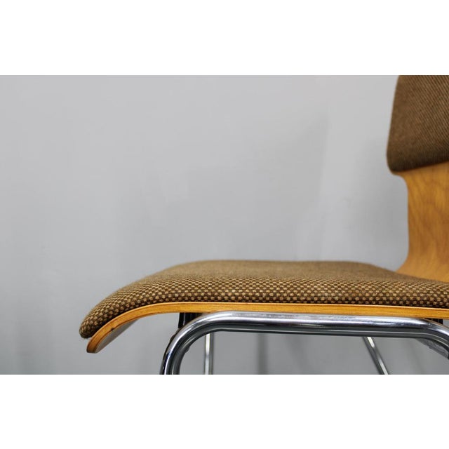 Brown Plywood Chairs with Fabric Upholstery, Germany, 1970s, Set of 4 For Sale - Image 8 of 18