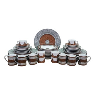 1980s Taitu Palladio Emilio Bergamin Architectural Brick China Dinner Service - 55 Pcs For Sale