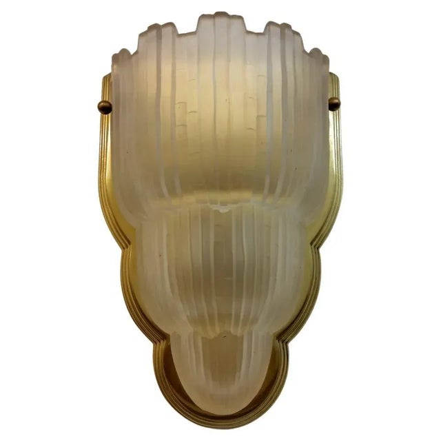A Single French Art Deco sconce known as the "Waterfall" from the 1930's by Marius Ernest Sabino (1878-1961) in great...