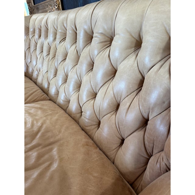 This is a vintage Drexel Heritage Chesterfield Sofa with a Churchill-style high back. The upholstery is done in the most...