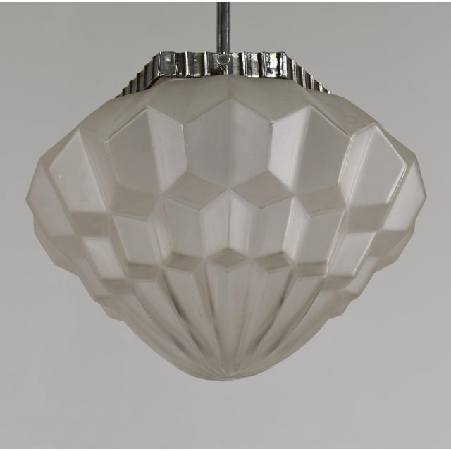 Metal French Art Deco Pendant Light by Degue - 1925 France For Sale - Image 7 of 11