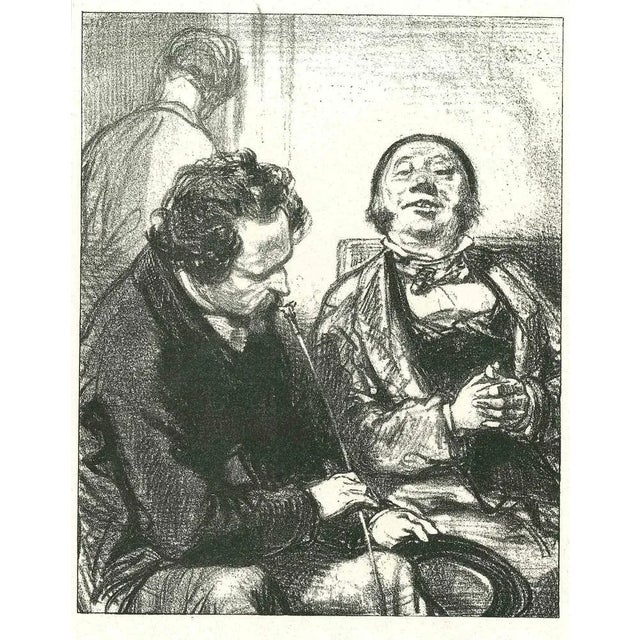 The conversation is an original lithograph on ivory-colored paper, realized by the French draftsman Paul Gavarni (after)...