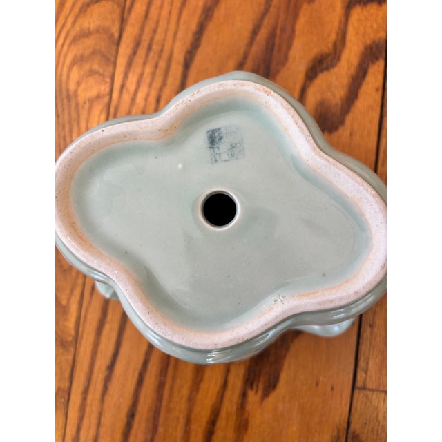Set of 3 Vintage Chinese Longquan Celadon Cabbage Leaf Planters With Underplates For Sale - Image 10 of 14