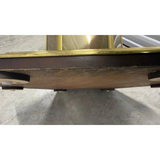 1970s 1970s Vintage Henredon-Style Burled Wood and Brass Dining Table With Glass Top For Sale - Image 5 of 13