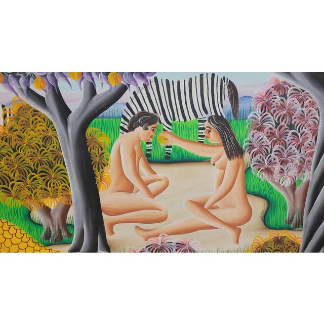 Vintage Signed Hatian Painting of Adam & Eve For Sale - Image 9 of 10