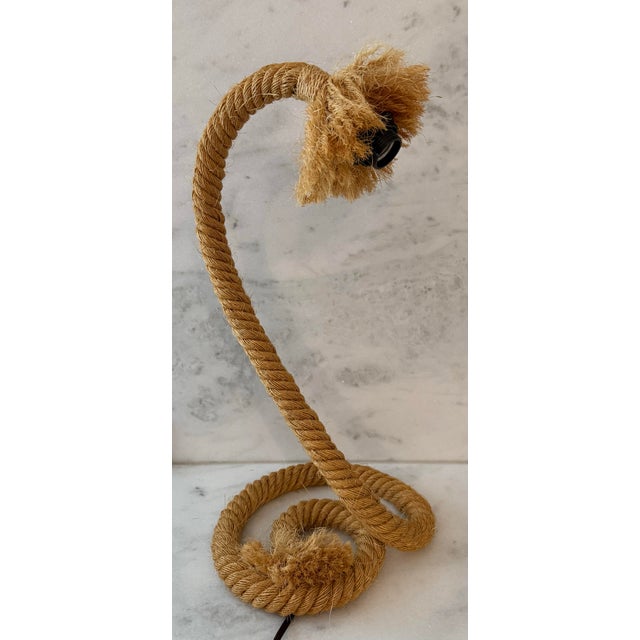 Rope table lamp in the style of Audoux Minet. No Shade.