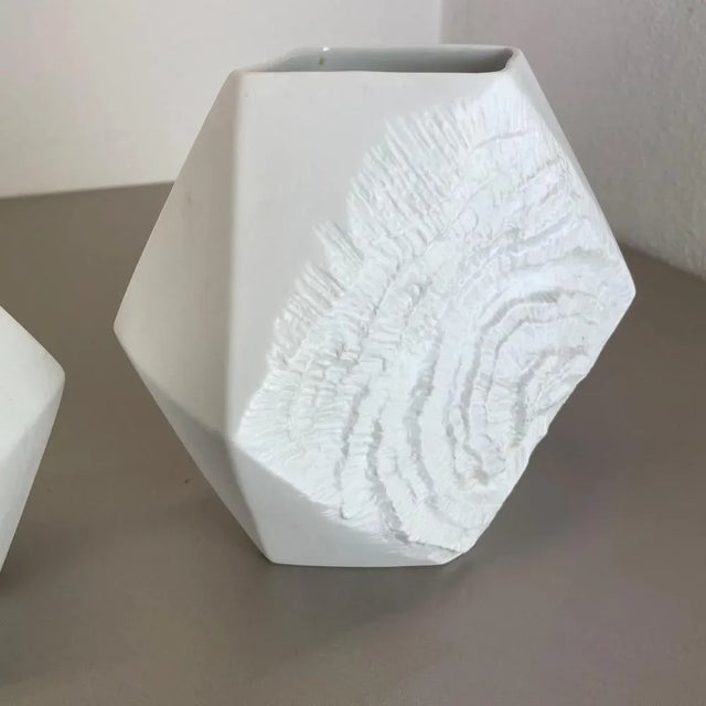 Ceramic Op Art German Biscuit Porcelain Vases from Ak Kaiser, 1970s, Set of 2 For Sale - Image 7 of 15