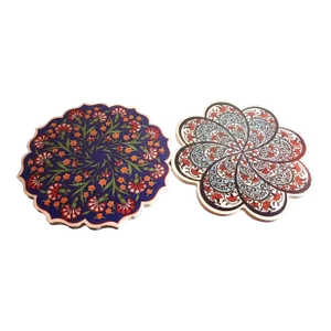 Hand Painted Iznik Turkey Ceramic Trivets - Set of 2
