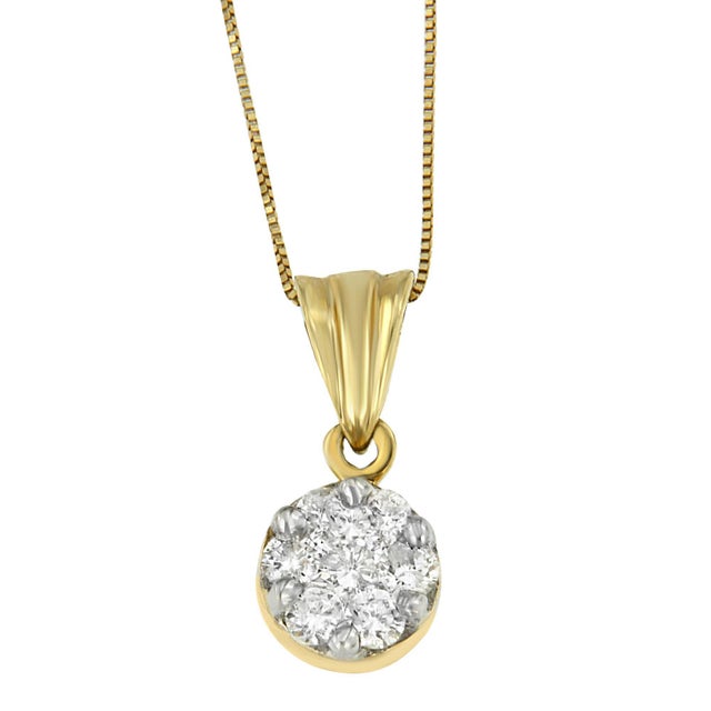 Simple yet stunning, this circle pendant is filled with a burst of round cut diamonds that catch the light at every angle....