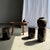 Contemporary Side Table in Black Petrified Wood with Beige Fine Mesh Pattern For Sale - Image 3 of 18