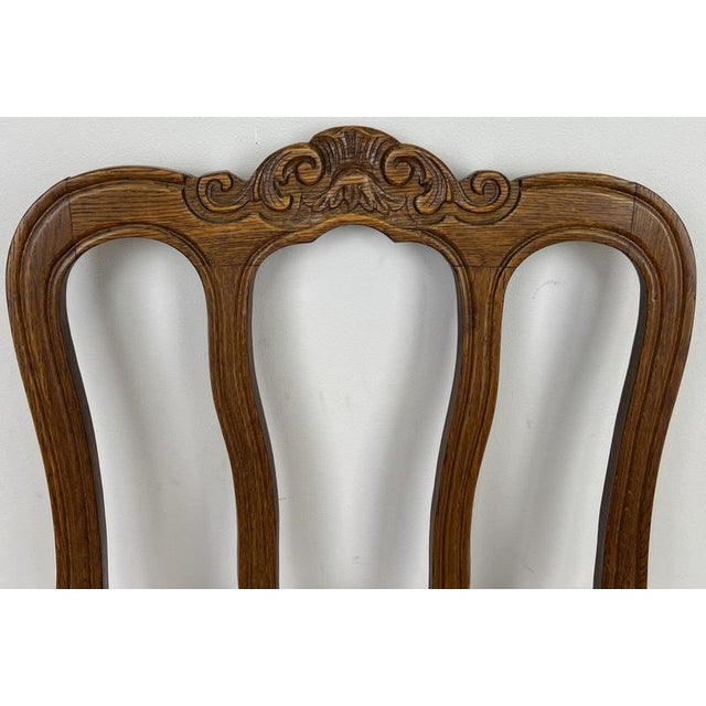 Vintage French Dining Chairs in Oak with Rush Seats, Set of 6 For Sale - Image 11 of 17